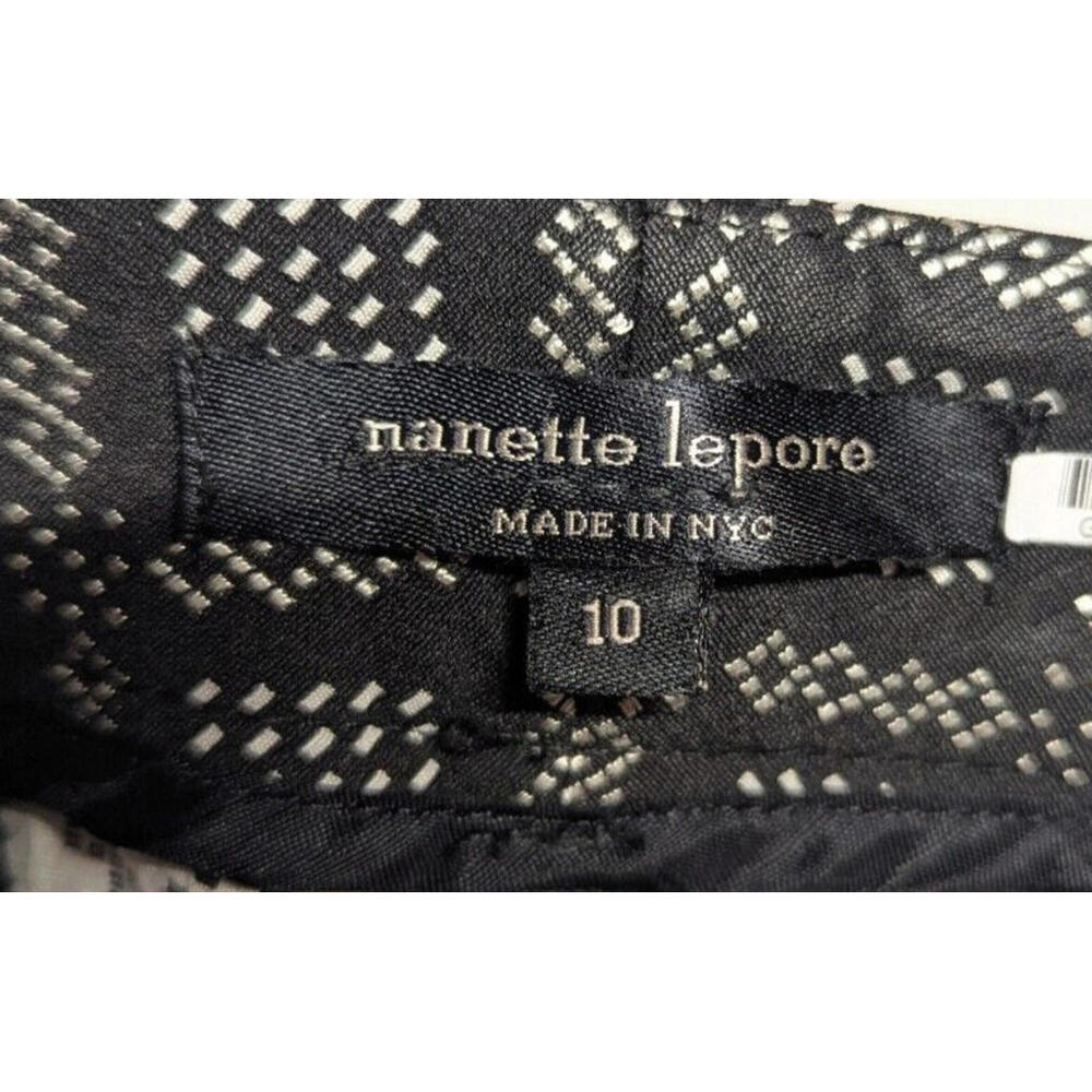 Nanette Lepore Pants Women’s Size 10 Ankle Long Black White Geometric Work Wear - Picture 9 of 9